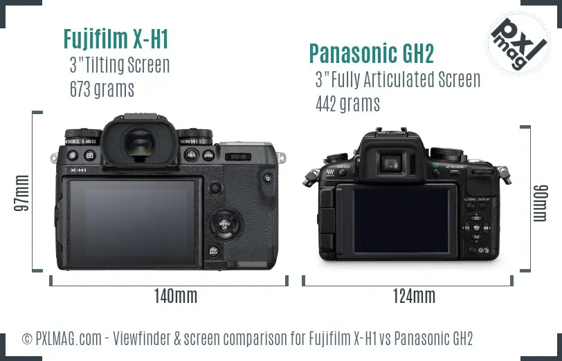 Fujifilm X-H1 vs Panasonic GH2 Screen and Viewfinder comparison