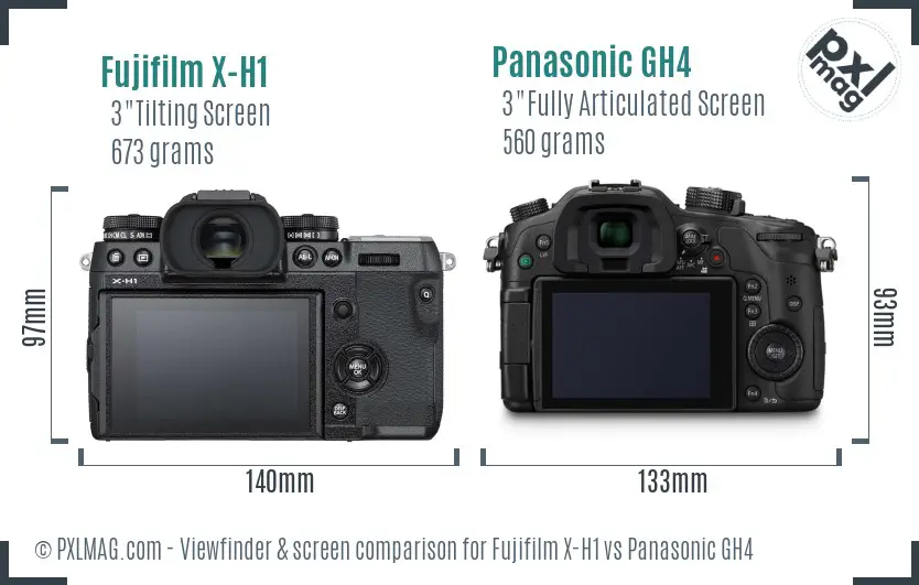 Fujifilm X-H1 vs Panasonic GH4 Screen and Viewfinder comparison