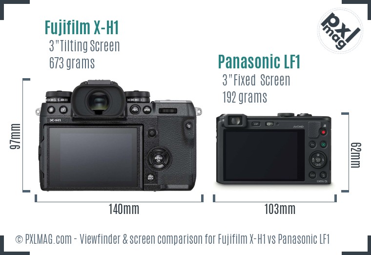 Fujifilm X-H1 vs Panasonic LF1 Screen and Viewfinder comparison