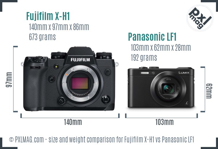Fujifilm X-H1 vs Panasonic LF1 size comparison