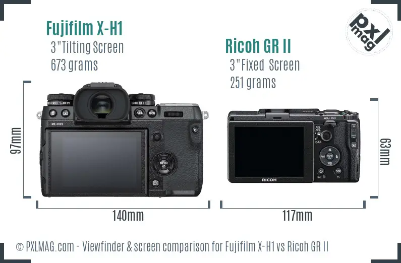 Fujifilm X-H1 vs Ricoh GR II Screen and Viewfinder comparison