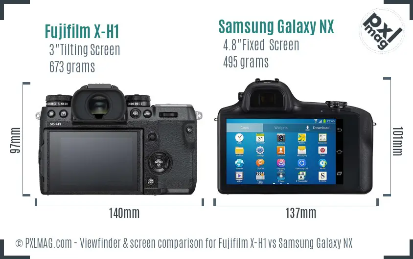 Fujifilm X-H1 vs Samsung Galaxy NX Screen and Viewfinder comparison