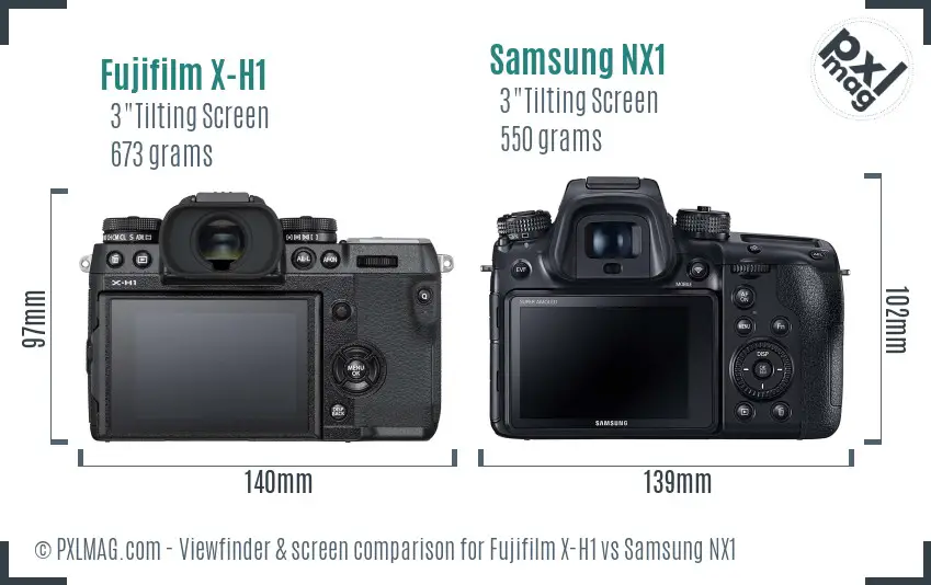 Fujifilm X-H1 vs Samsung NX1 Screen and Viewfinder comparison