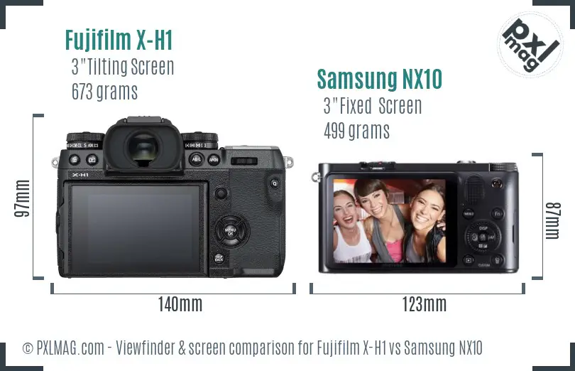 Fujifilm X-H1 vs Samsung NX10 Screen and Viewfinder comparison