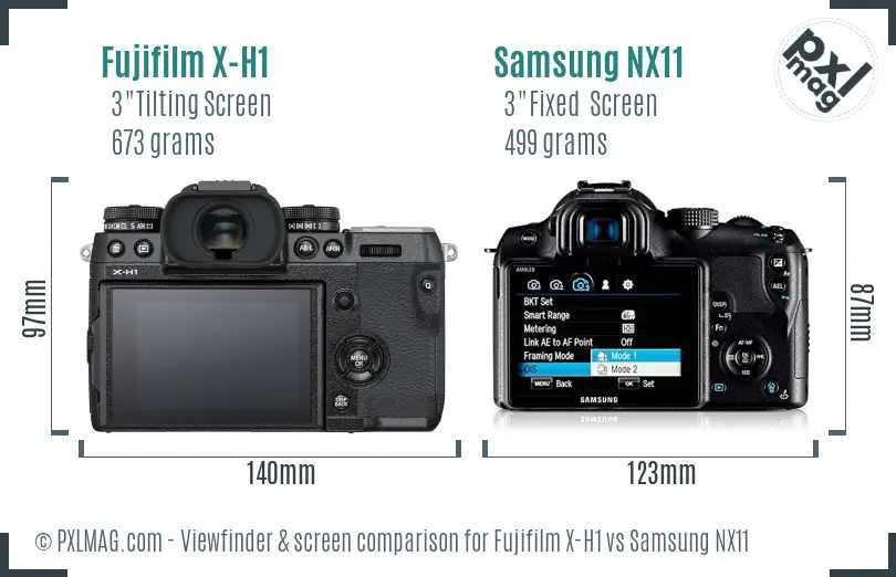 Fujifilm X-H1 vs Samsung NX11 Screen and Viewfinder comparison