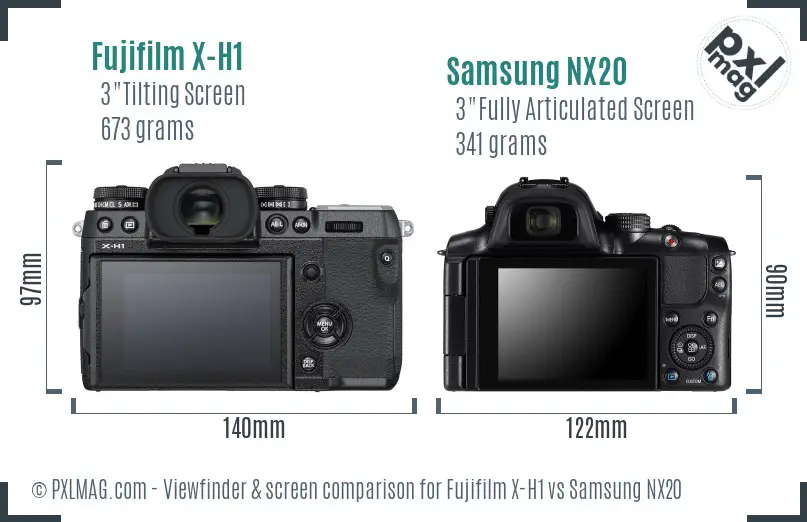 Fujifilm X-H1 vs Samsung NX20 Screen and Viewfinder comparison