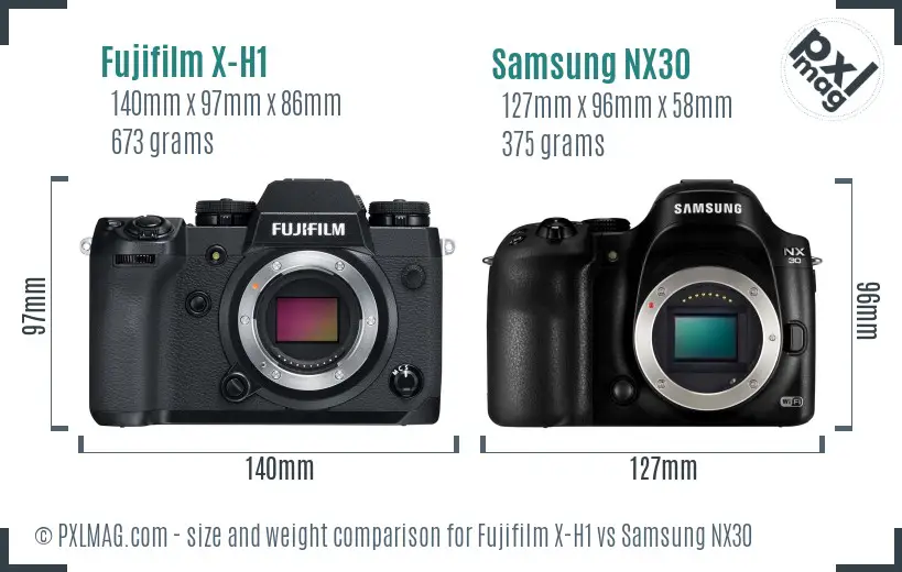 Fujifilm X-H1 vs Samsung NX30 size comparison Fujifilm X-H1 vs Samsung NX30 size comparison
