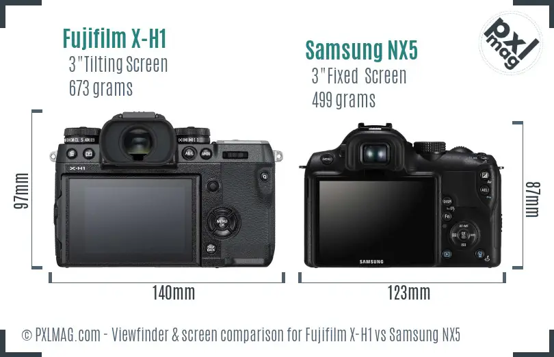 Fujifilm X-H1 vs Samsung NX5 Screen and Viewfinder comparison