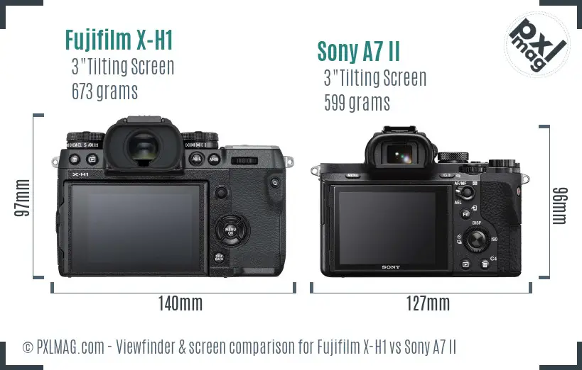 Fujifilm X-H1 vs Sony A7 II Screen and Viewfinder comparison