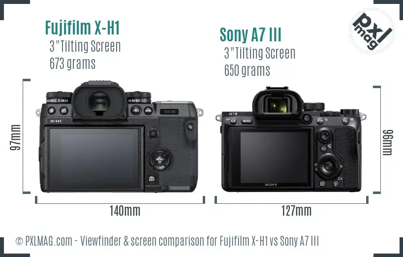 Fujifilm X-H1 vs Sony A7 III Screen and Viewfinder comparison