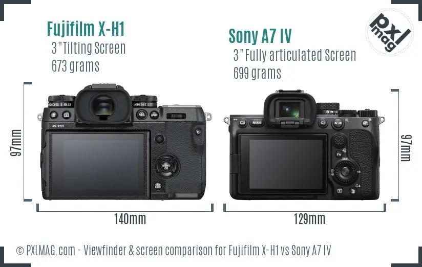 Fujifilm X-H1 vs Sony A7 IV Screen and Viewfinder comparison