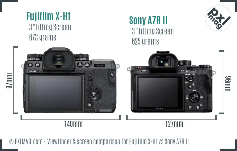 Fujifilm X-H1 vs Sony A7R II Screen and Viewfinder comparison