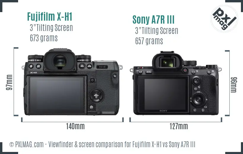 Fujifilm X-H1 vs Sony A7R III Screen and Viewfinder comparison