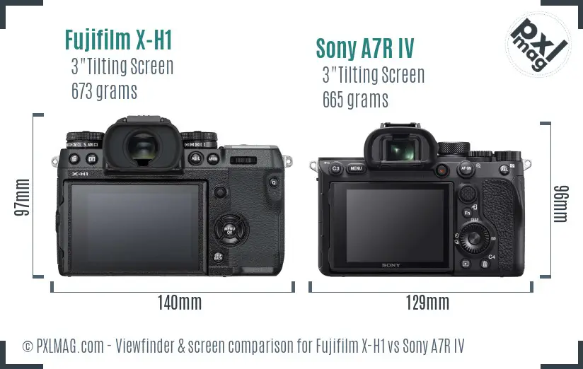 Fujifilm X-H1 vs Sony A7R IV Screen and Viewfinder comparison