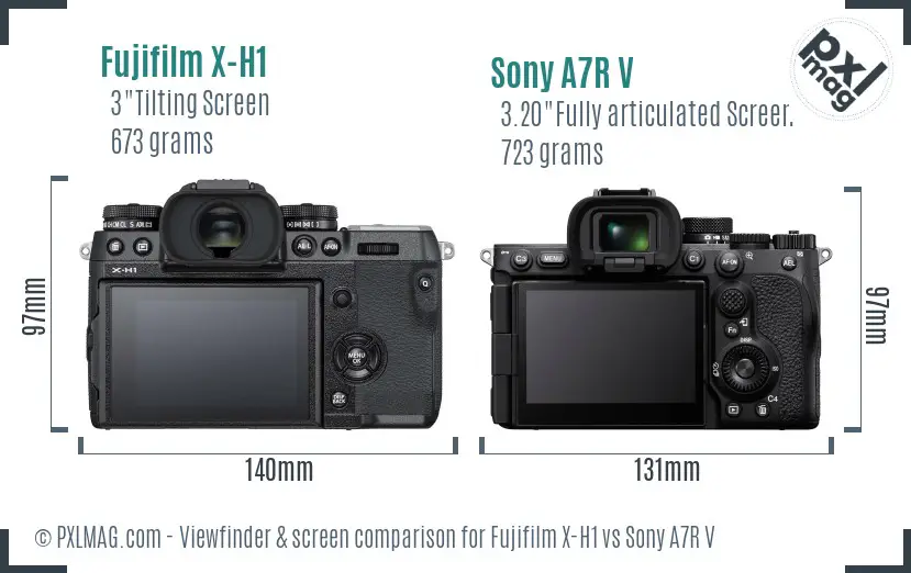 Fujifilm X-H1 vs Sony A7R V Screen and Viewfinder comparison