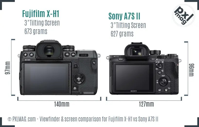Fujifilm X-H1 vs Sony A7S II Screen and Viewfinder comparison