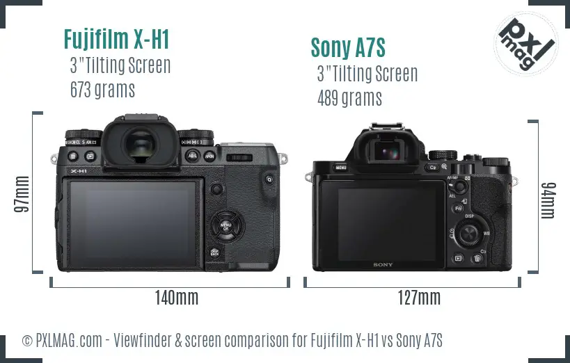 Fujifilm X-H1 vs Sony A7S Screen and Viewfinder comparison