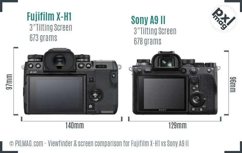 Fujifilm X-H1 vs Sony A9 II Screen and Viewfinder comparison