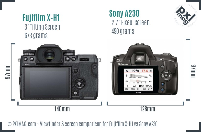 Fujifilm X-H1 vs Sony A230 Screen and Viewfinder comparison