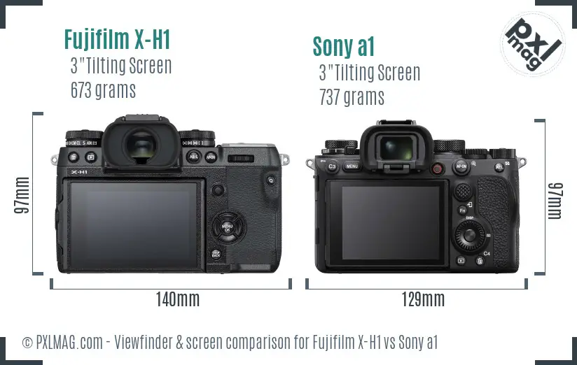 Fujifilm X-H1 vs Sony a1 Screen and Viewfinder comparison