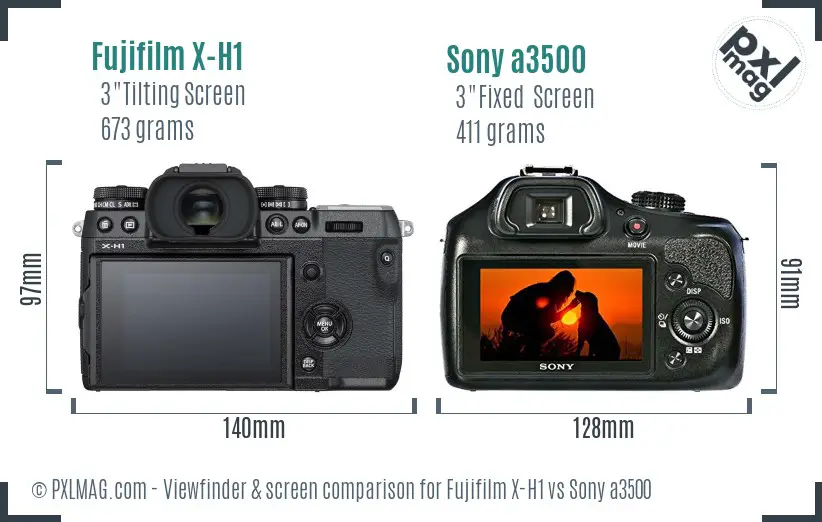 Fujifilm X-H1 vs Sony a3500 Screen and Viewfinder comparison