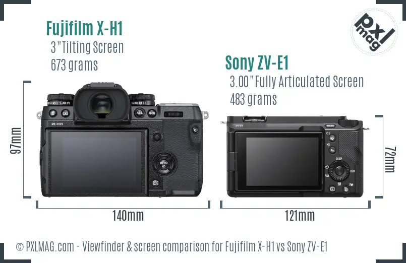 Fujifilm X-H1 vs Sony ZV-E1 Screen and Viewfinder comparison Fujifilm X-H1 vs Sony ZV-E1 Screen and Viewfinder comparison