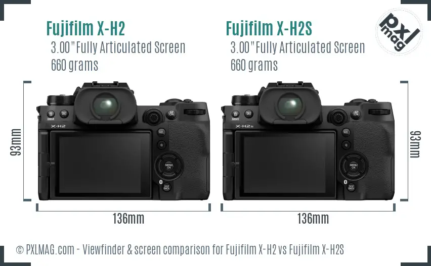 Fujifilm X-H2 vs Fujifilm X-H2S Screen and Viewfinder comparison