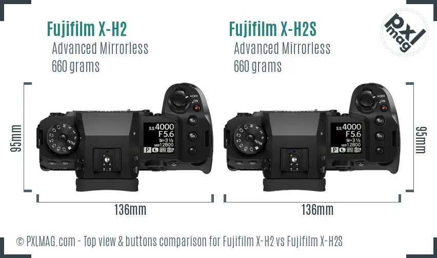 Fujifilm X-H2 vs Fujifilm X-H2S top view buttons comparison