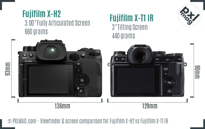 Fujifilm X-H2 vs Fujifilm X-T1 IR Screen and Viewfinder comparison