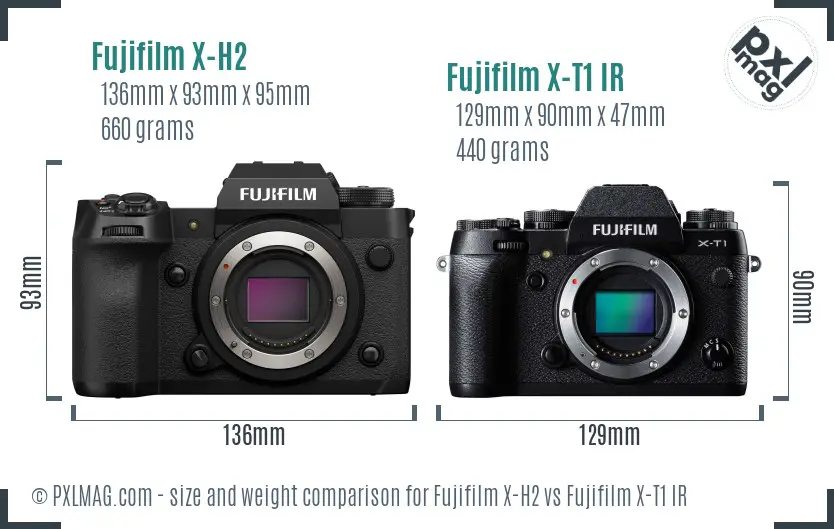 Fujifilm X-H2 vs Fujifilm X-T1 IR size comparison