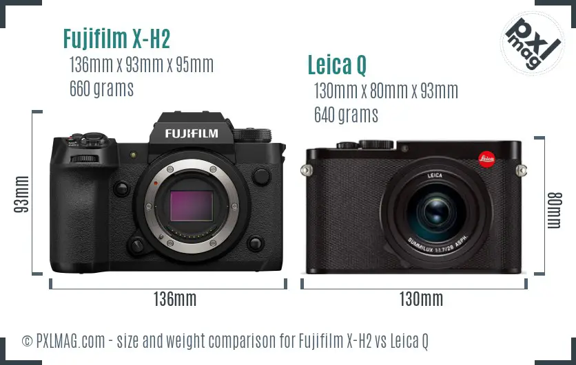 Fujifilm X-H2 vs Leica Q size comparison Fujifilm X-H2 vs Leica Q size comparison