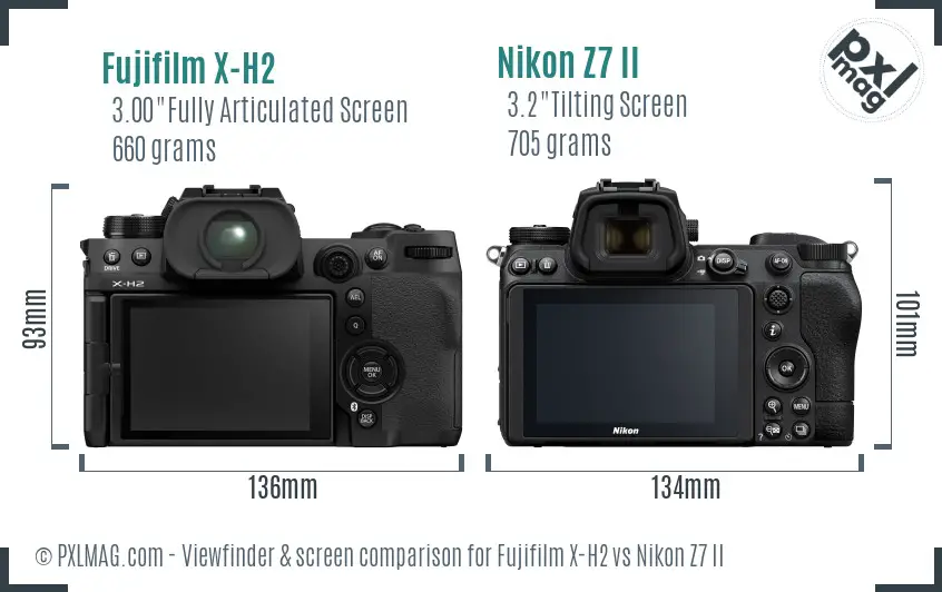 Fujifilm X-H2 vs Nikon Z7 II Screen and Viewfinder comparison