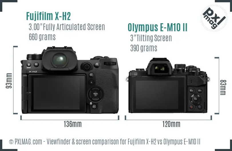 Fujifilm X-H2 vs Olympus E-M10 II Screen and Viewfinder comparison Fujifilm X-H2 vs Olympus E-M10 II Screen and Viewfinder comparison