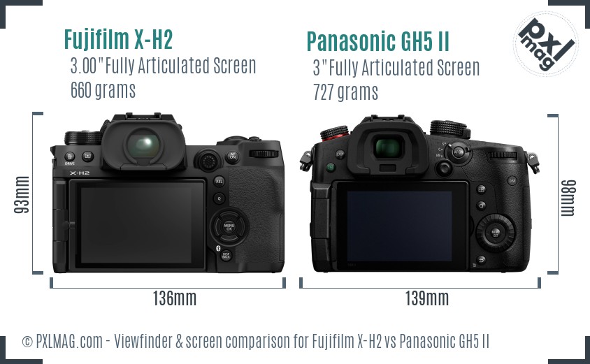 Fujifilm X-H2 vs Panasonic GH5 II Screen and Viewfinder comparison