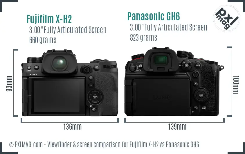 Fujifilm X-H2 vs Panasonic GH6 Screen and Viewfinder comparison