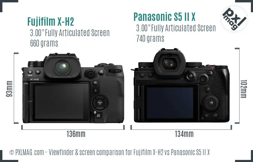 Fujifilm X-H2 vs Panasonic S5 II X Screen and Viewfinder comparison Fujifilm X-H2 vs Panasonic S5 II X Screen and Viewfinder comparison