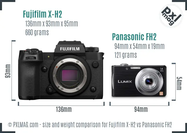 Fujifilm X-H2 vs Panasonic FH2 size comparison Fujifilm X-H2 vs Panasonic FH2 size comparison