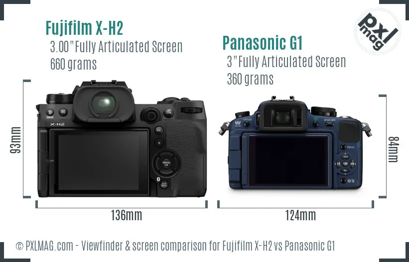 Fujifilm X-H2 vs Panasonic G1 Screen and Viewfinder comparison Fujifilm X-H2 vs Panasonic G1 Screen and Viewfinder comparison