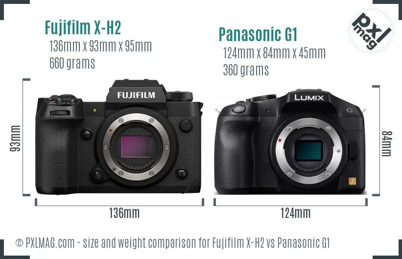 Fujifilm X-H2 vs Panasonic G1 size comparison Fujifilm X-H2 vs Panasonic G1 size comparison