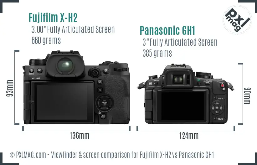 Fujifilm X-H2 vs Panasonic GH1 Screen and Viewfinder comparison