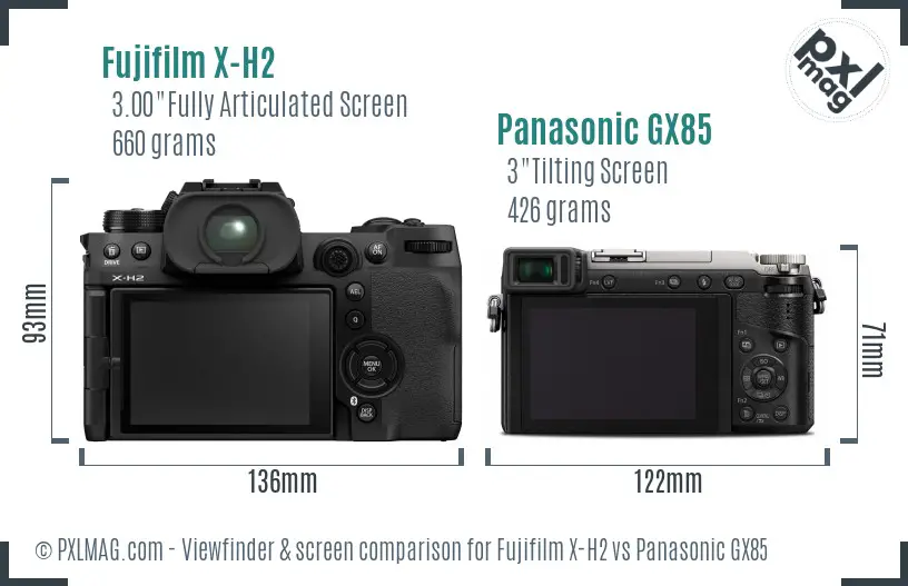 Fujifilm X-H2 vs Panasonic GX85 Screen and Viewfinder comparison