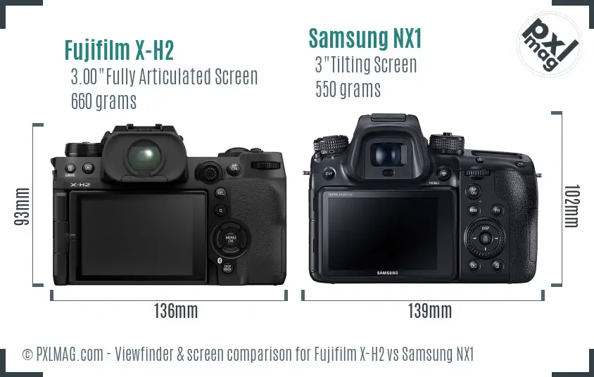 Fujifilm X-H2 vs Samsung NX1 Screen and Viewfinder comparison