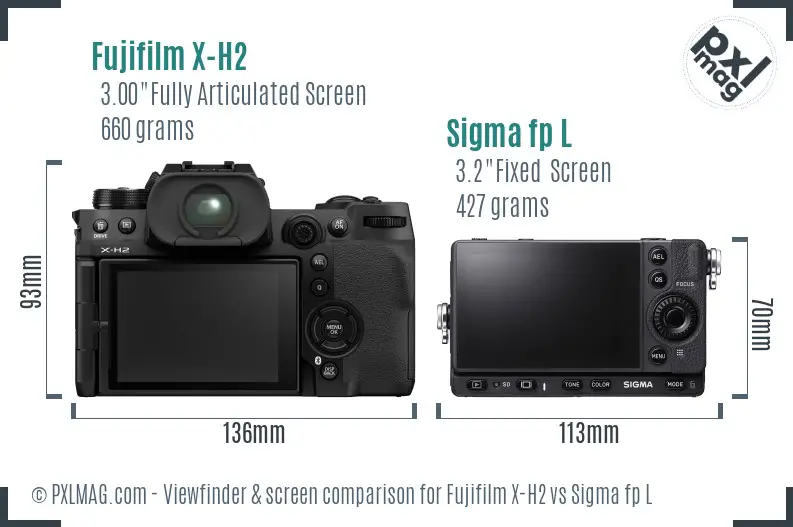 Fujifilm X-H2 vs Sigma fp L Screen and Viewfinder comparison