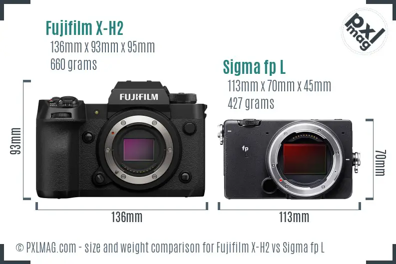 Fujifilm X-H2 vs Sigma fp L size comparison