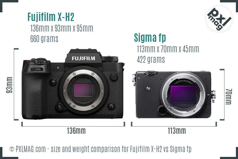 Fujifilm X-H2 vs Sigma fp size comparison