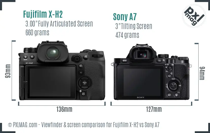 Fujifilm X-H2 vs Sony A7 Screen and Viewfinder comparison