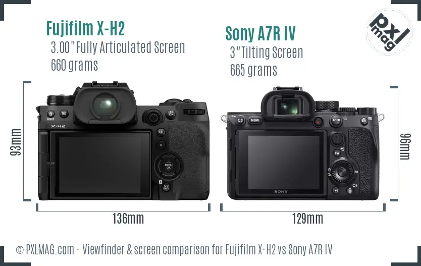 Back screen comparison of Fujifilm X-H2 and Sony A7R IV