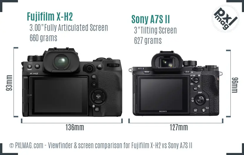 Fujifilm X-H2 vs Sony A7S II Screen and Viewfinder comparison