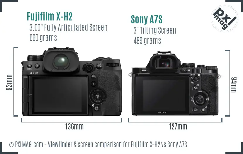 Fujifilm X-H2 vs Sony A7S Screen and Viewfinder comparison Fujifilm X-H2 vs Sony A7S Screen and Viewfinder comparison