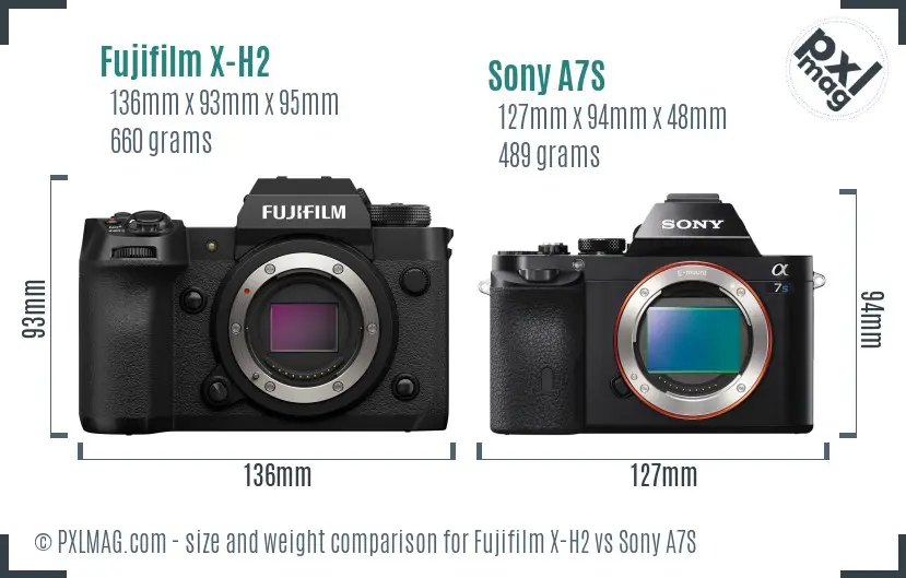 Fujifilm X-H2 vs Sony A7S size comparison Fujifilm X-H2 vs Sony A7S size comparison